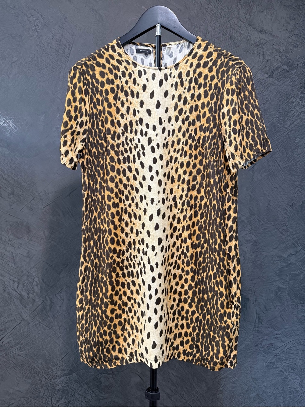 R13 Leopard Print Short Sleeve Shift Dress - Brown & Black size M